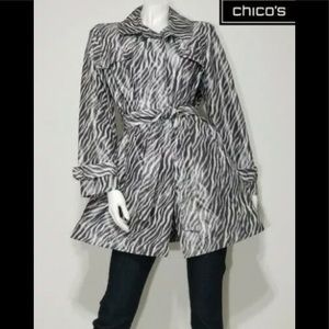 Chicos RaincoatTrenchcoat Zebra Print Belted